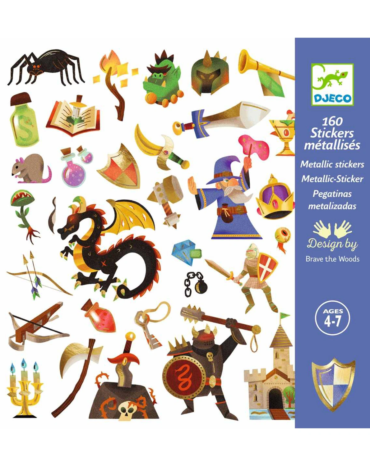 Metallic-Sticker MITTELALTER 160-teilig
