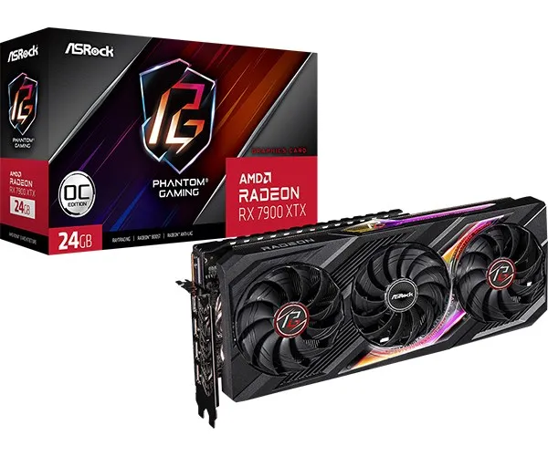 ASRock Phantom Gaming Radeon RX 7900 XTX 24GB - OC Edition - grafikkort - Radeon RX 7900 XTX - 24 GB GDDR6 - PCIe 4.0 x16 - HDMI, 3 x DisplayPort - boks