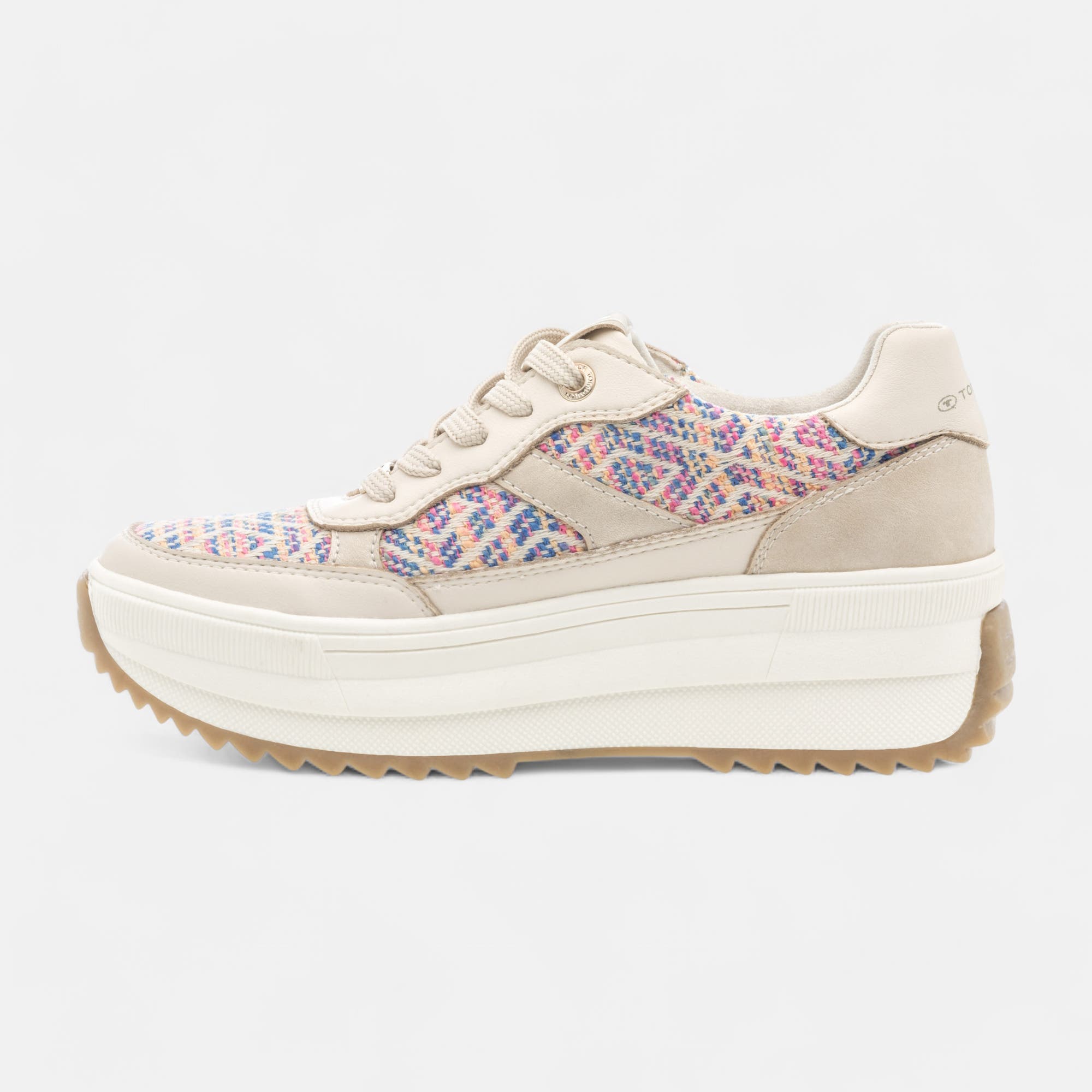 Baskets basses à talon compensé Femme beige