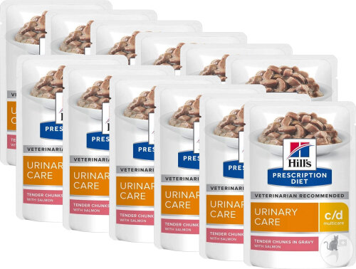 Hill's Pet Nutrition Prescription Diet C/D Multicare Urinary Care Feline Saumon Sachets 12x85g
