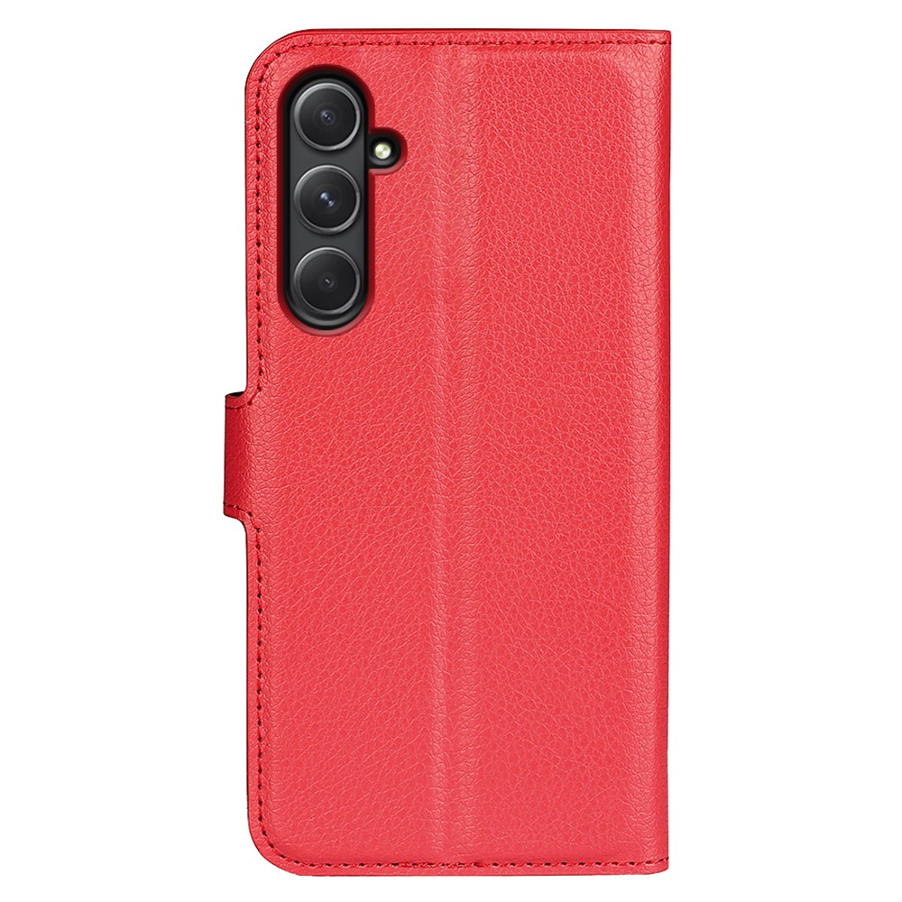 Samsung Galaxy A55 Leder Tasche Flip Cover Litchi Look - Rot