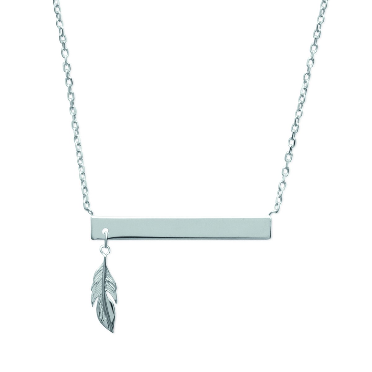 Collier Brillaxis Plaque plume argent
