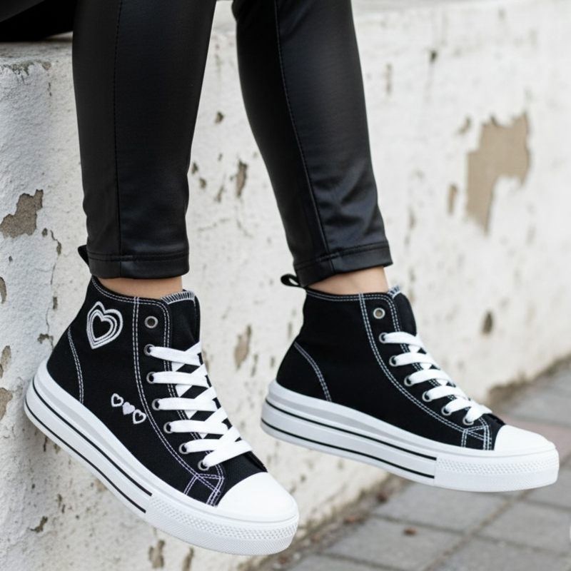 Hearts sneakers - Zwart