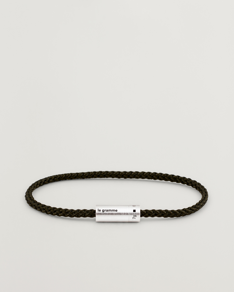 LE GRAMME Nato Cable Brushed Bracelet Khaki/Sterling Silver