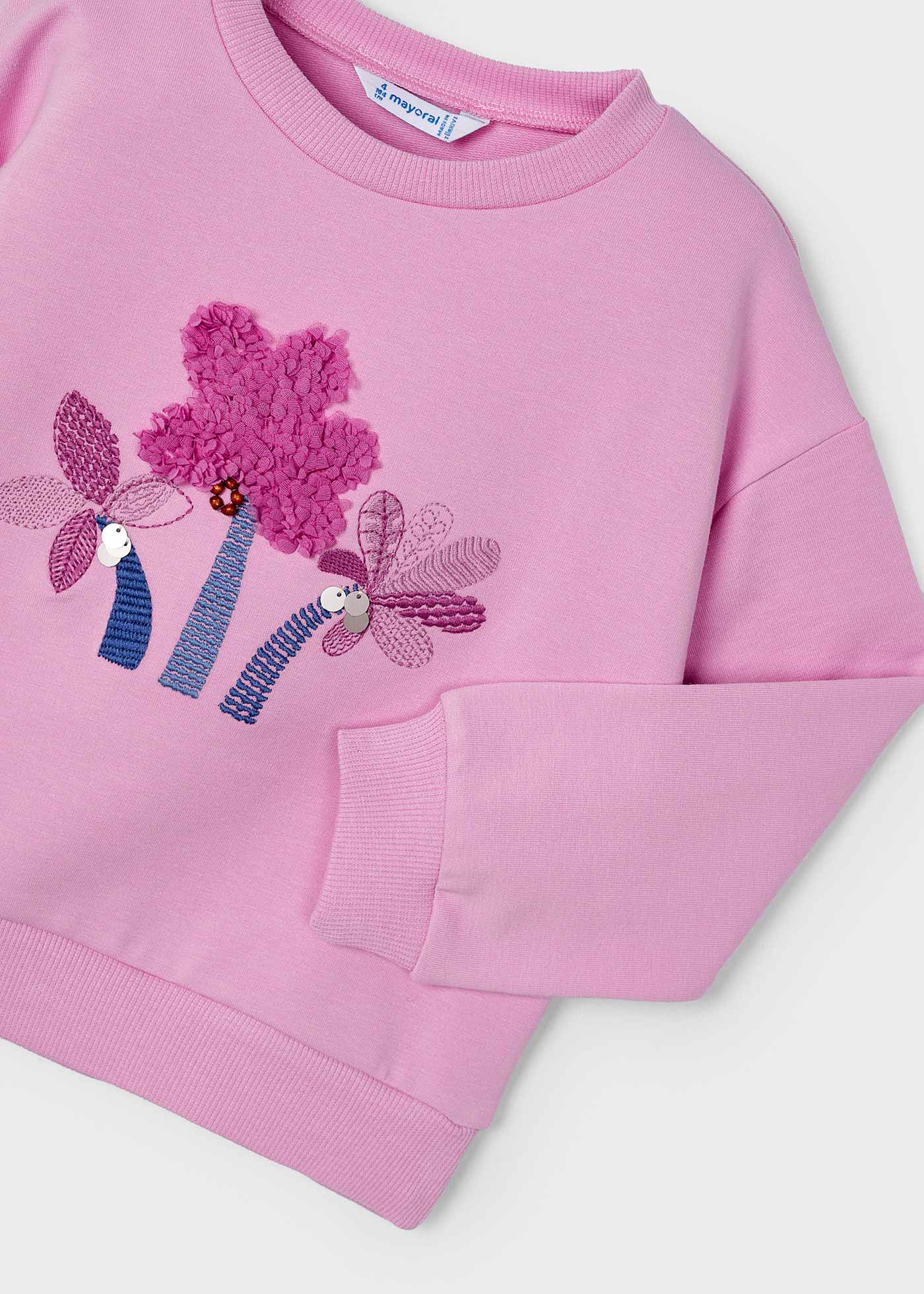 Moletom feminino bordado Better Cotton, cor off-white