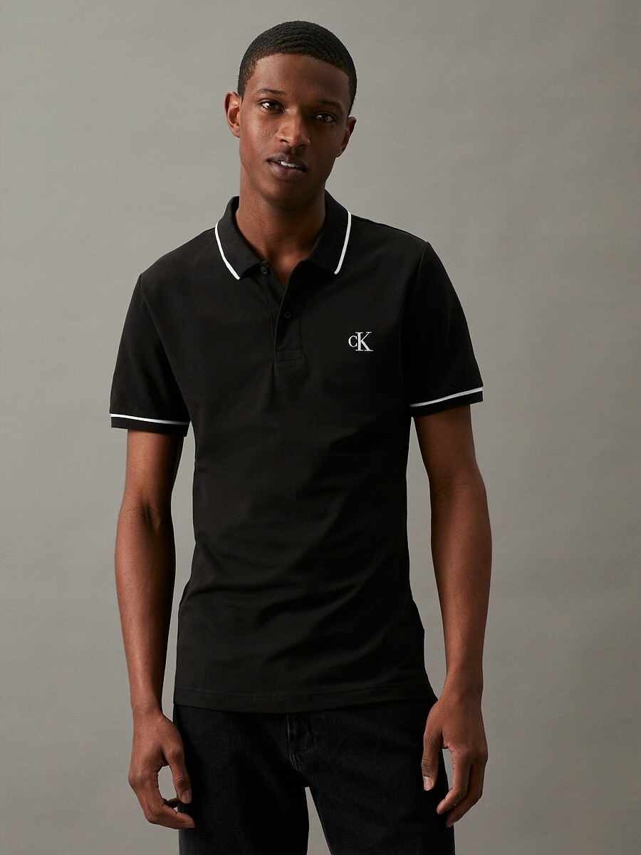 CALVIN KLEIN JEANS<br>Polo slim em jersey piqué, Tipping