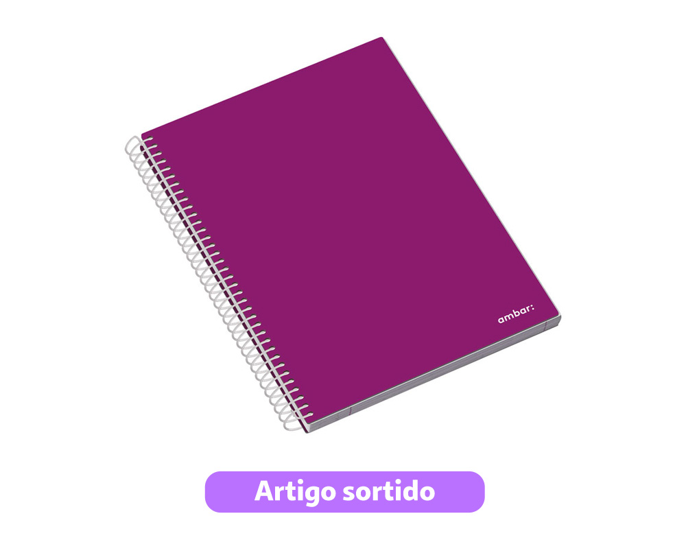 CADERNO ESPIRAL CAPA DURA A5 SCHOOL AMBAR QUADRICULADO 120 FOLHAS CORES SORTIDAS