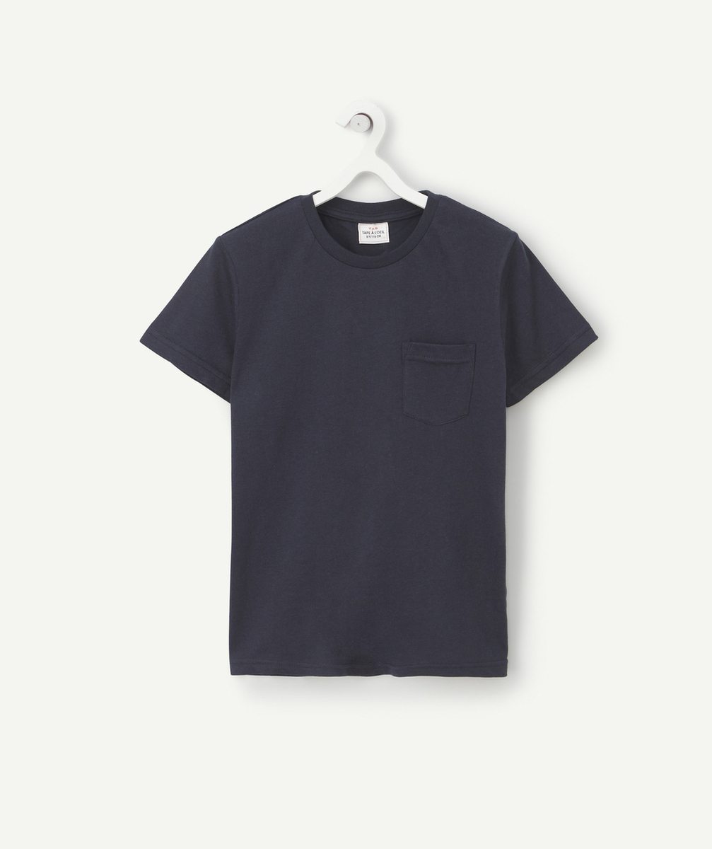 T-SHIRT GARÇON EN COTON BLEU MARINE ET À MANCHES COURTES