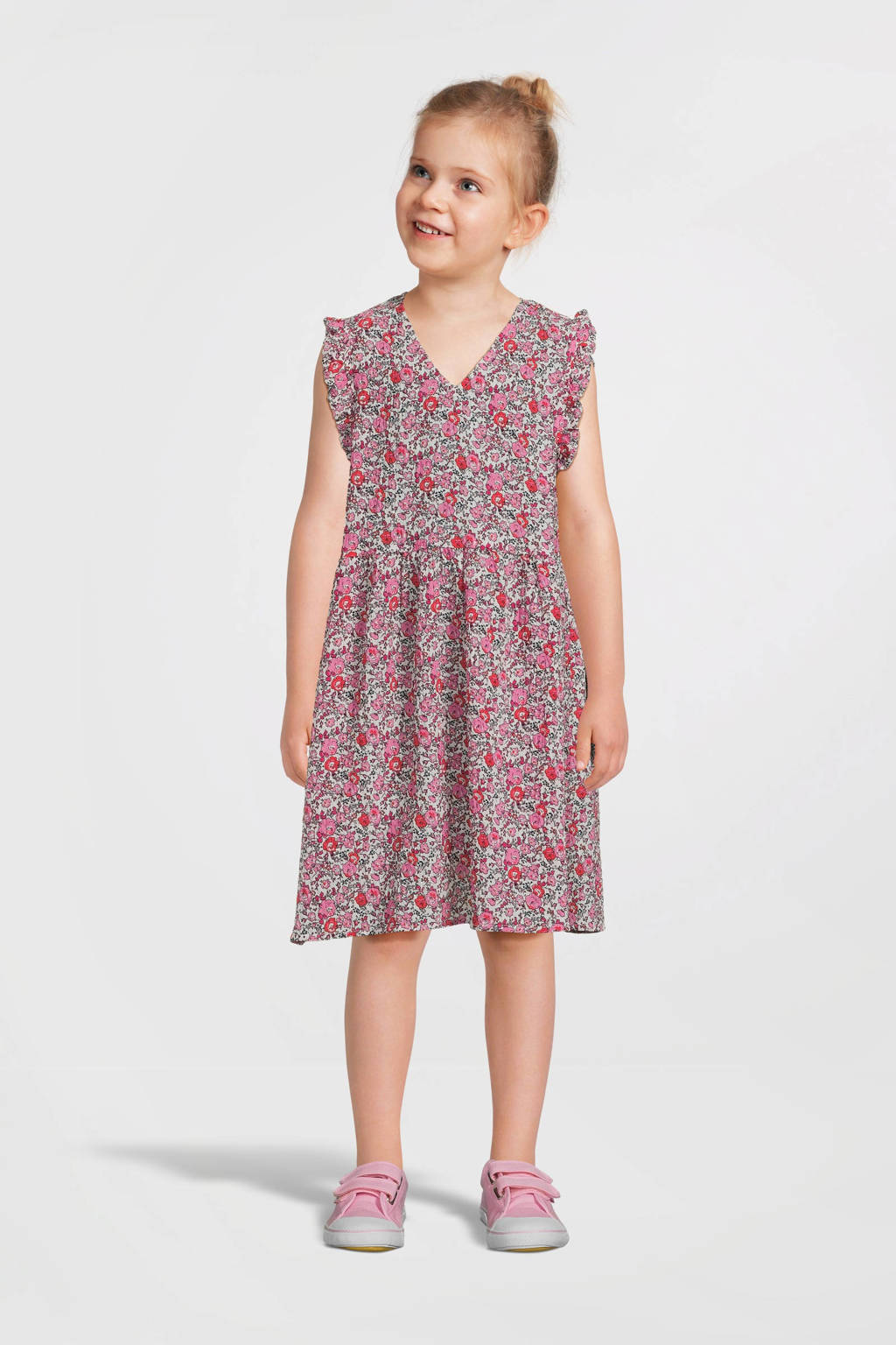 VERO MODA GIRL gebloemde jurk VMTARA roze/oranje/wit