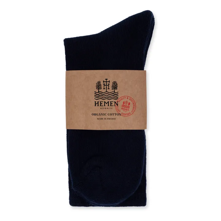 Hemen Biarritz Lot de 2 Chaussettes Coton Bio | Bleu marine