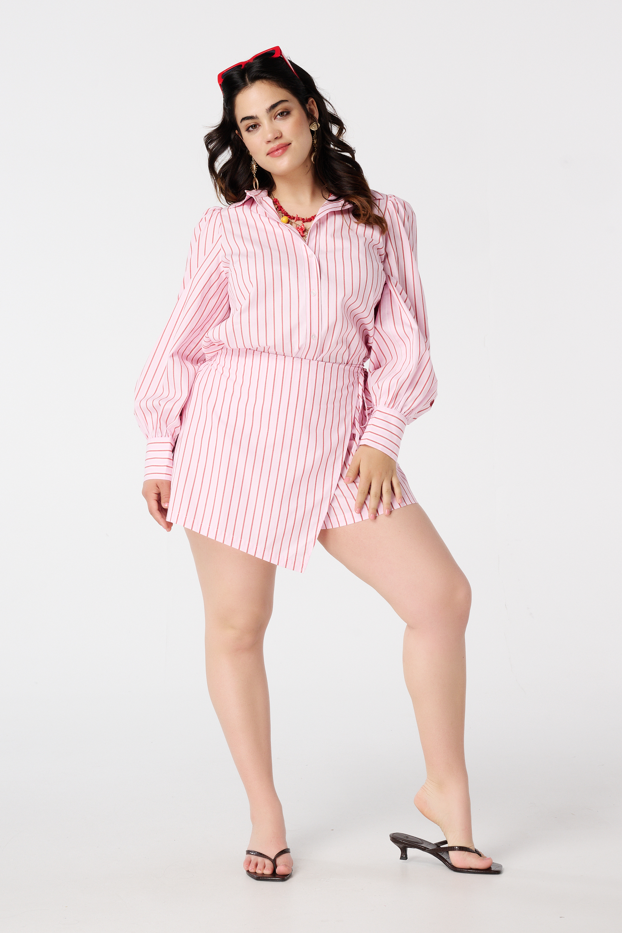 Skort met krijtstreep Multi Pink