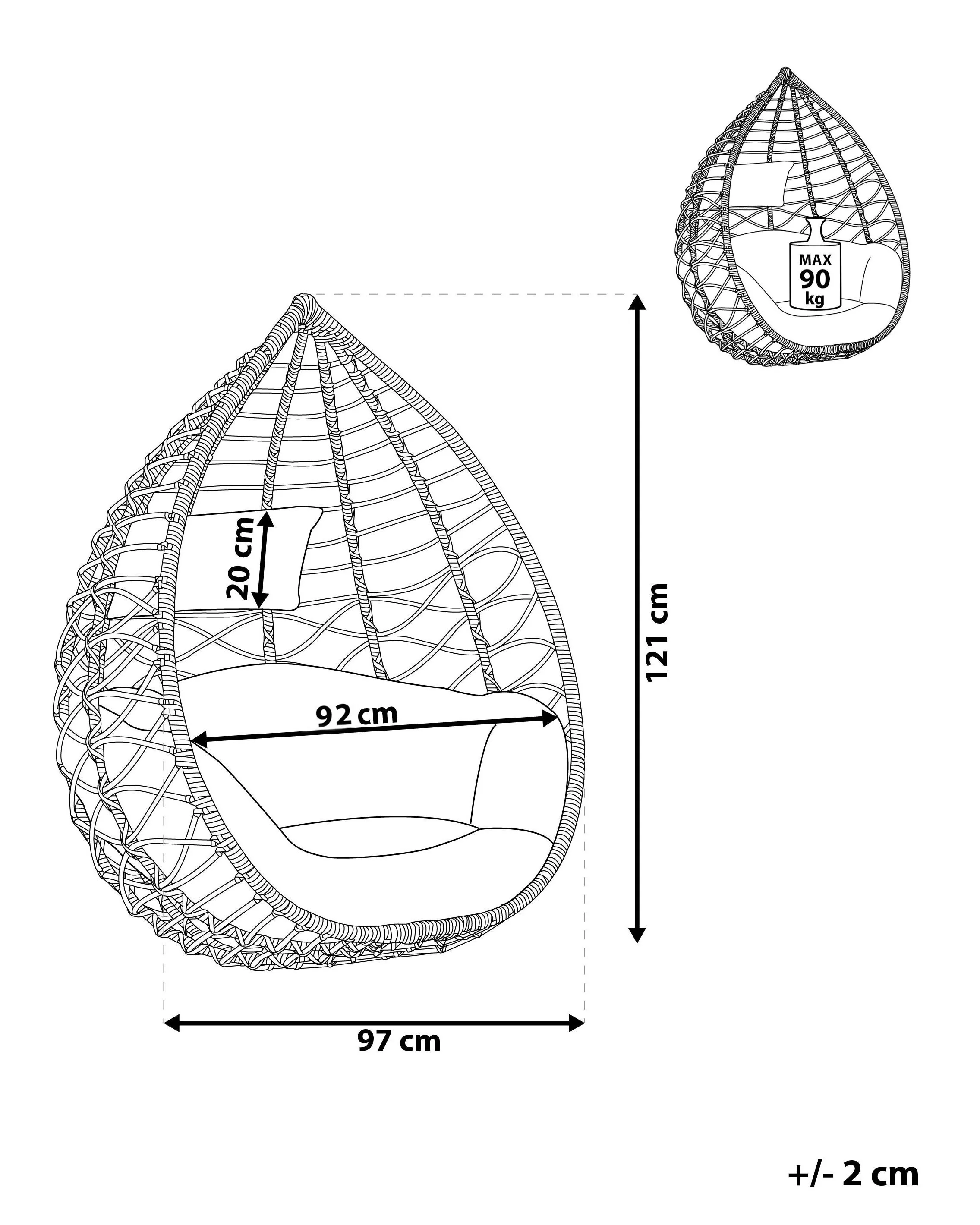 Hangstoel ARSITA PE rotan Natuurlijk