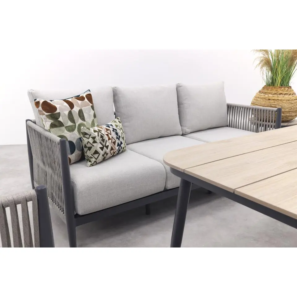 GI Diamo stoel/bank lounge-diningset (4-delig) - Carbon Black/Zand