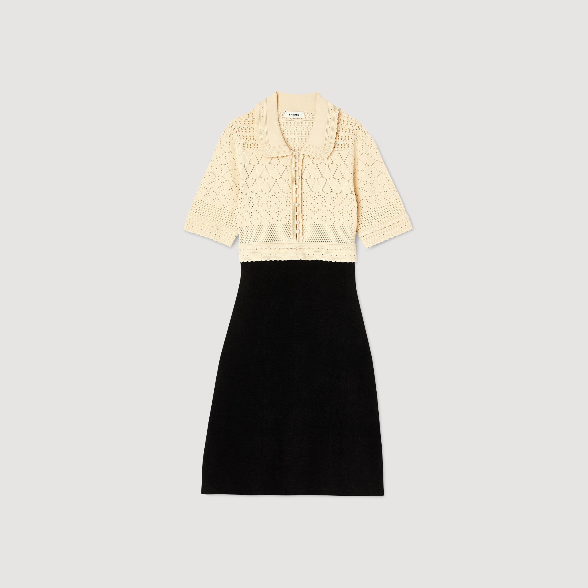 Robe courte en maille bicolore