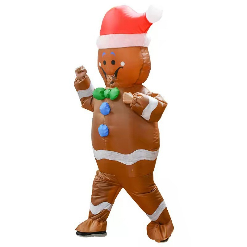 (170-180cm) Christmas Erwachsenen Kostüm Aufblasbare Weihnachts Verkleidung für Motto Partys - Lebkuchenmann