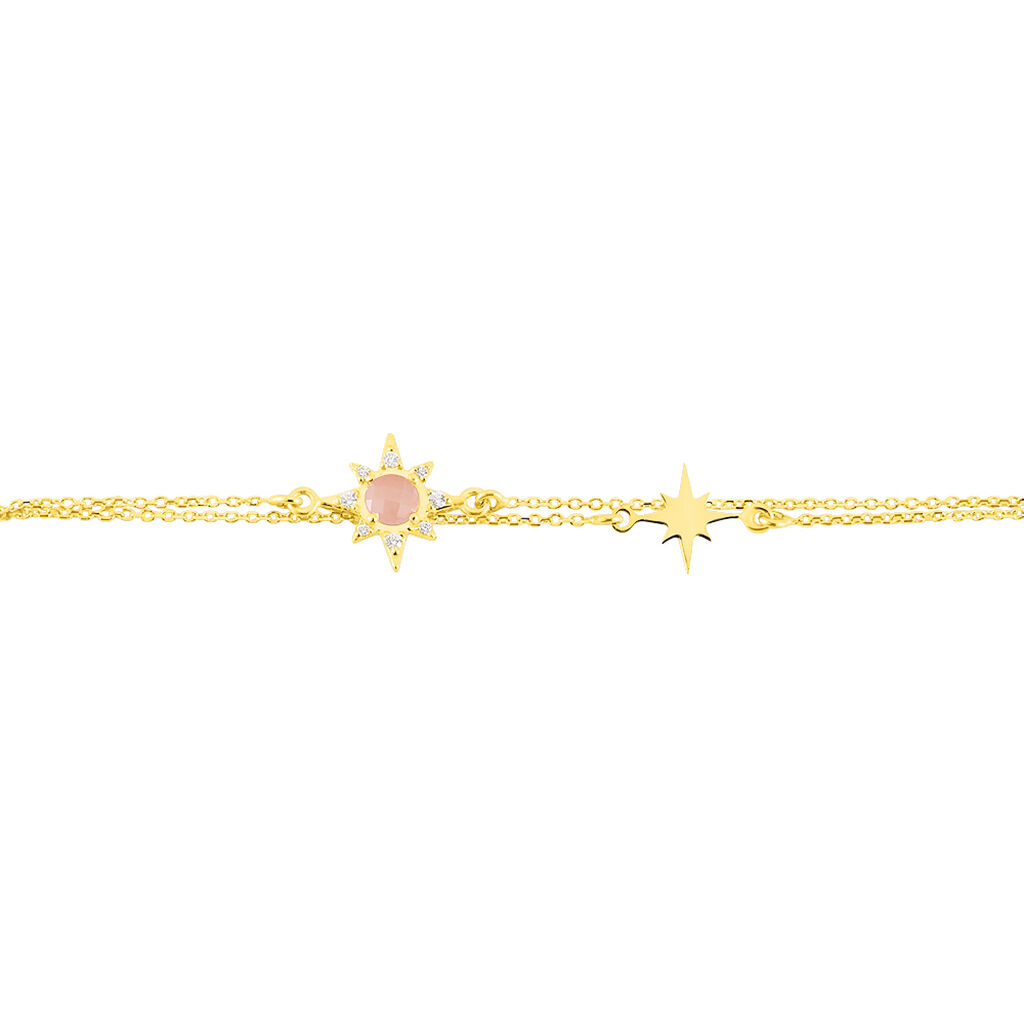Bracelet Terrie Or Jaune Calcedoine Et Oxyde De Zirconium