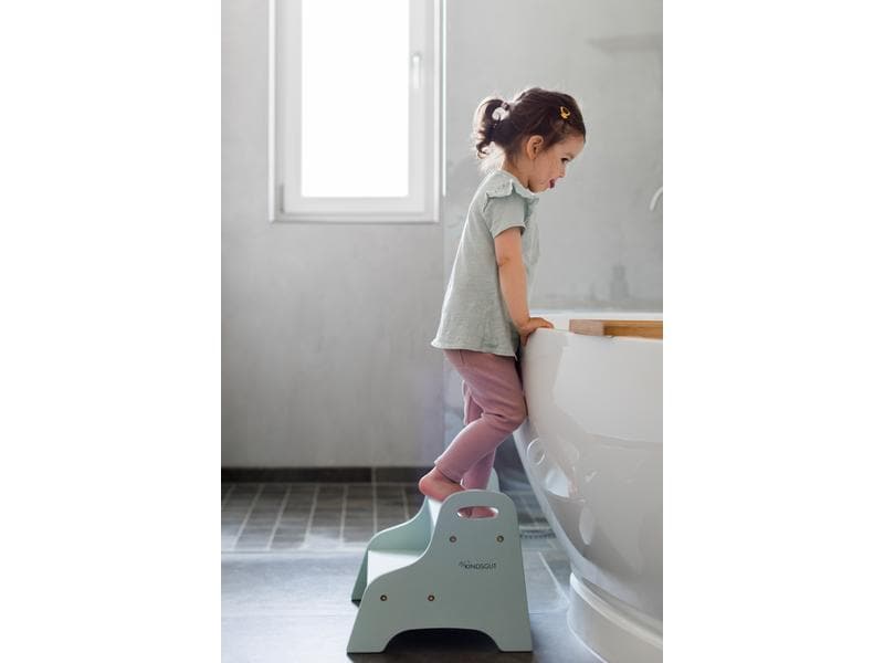 Kindsgut Schemel Holztritt Aqua Tritthocker für einen sicheren Stand am Waschbecken