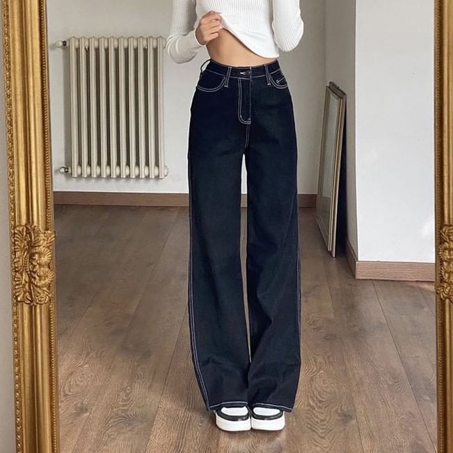 Phiyena - High Rise Wide Leg Jeans