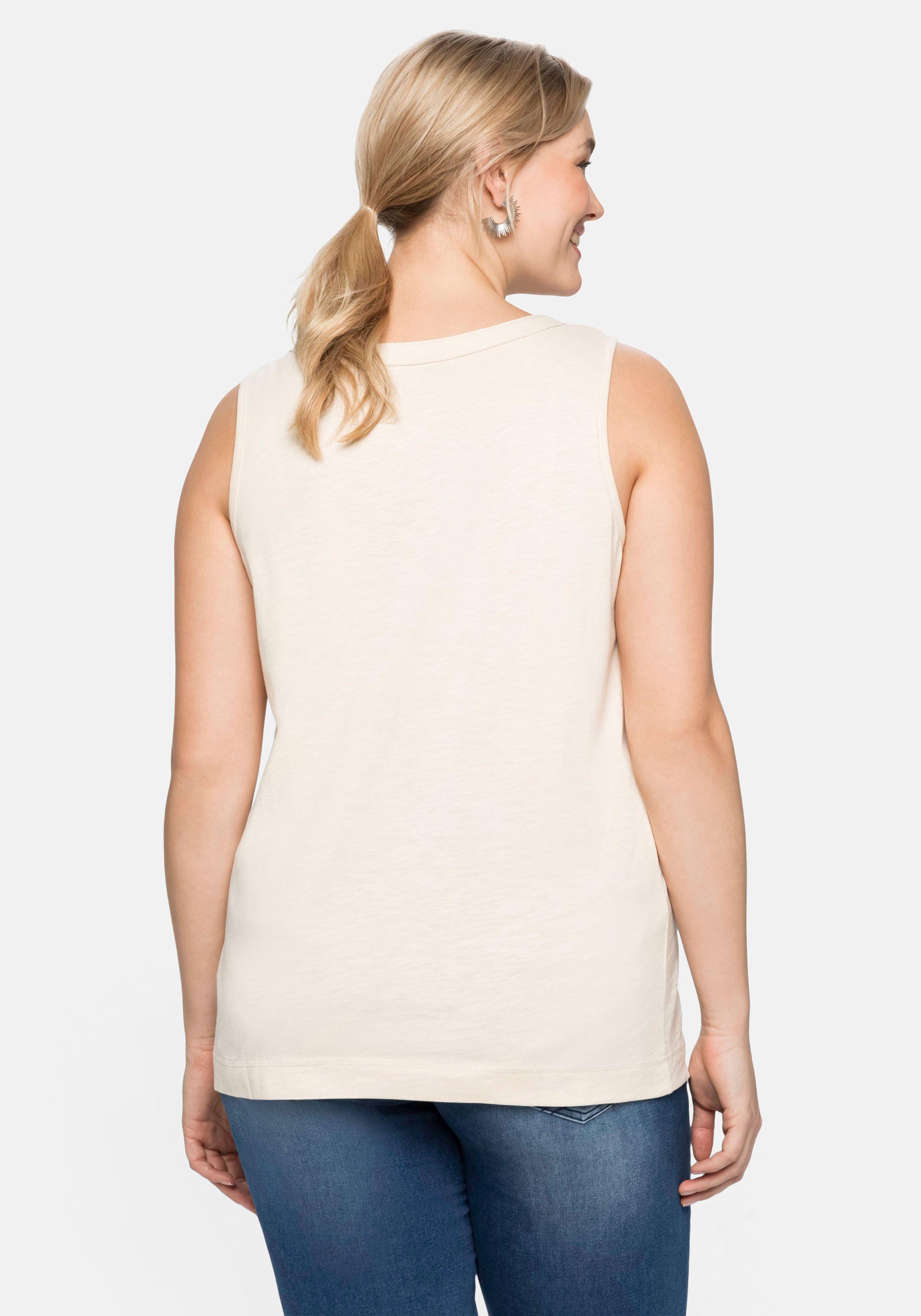 Tanktop mit Zierknopfleiste, geflammte Qualität