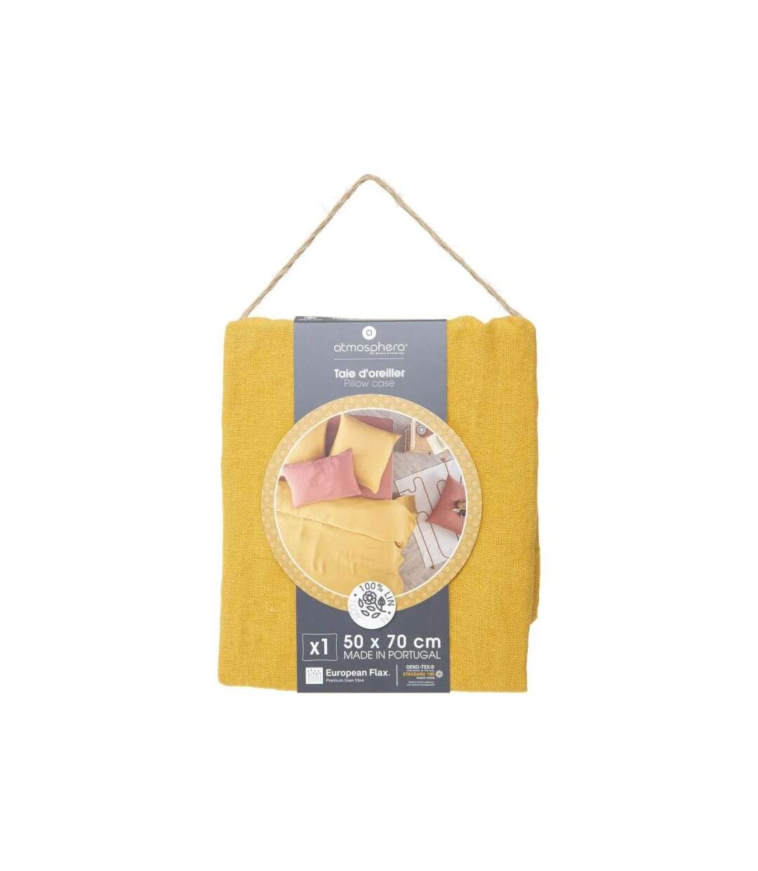 Taie d'Oreiller en Lin Adorable 50x70cm Jaune Ocre