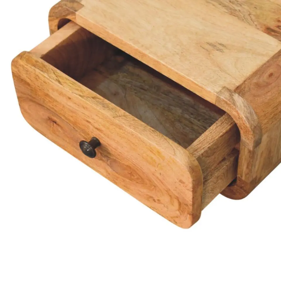 Avora Mini Wandgemonteerde Oak-ish Nachtkastje, 1 Lade, Beige