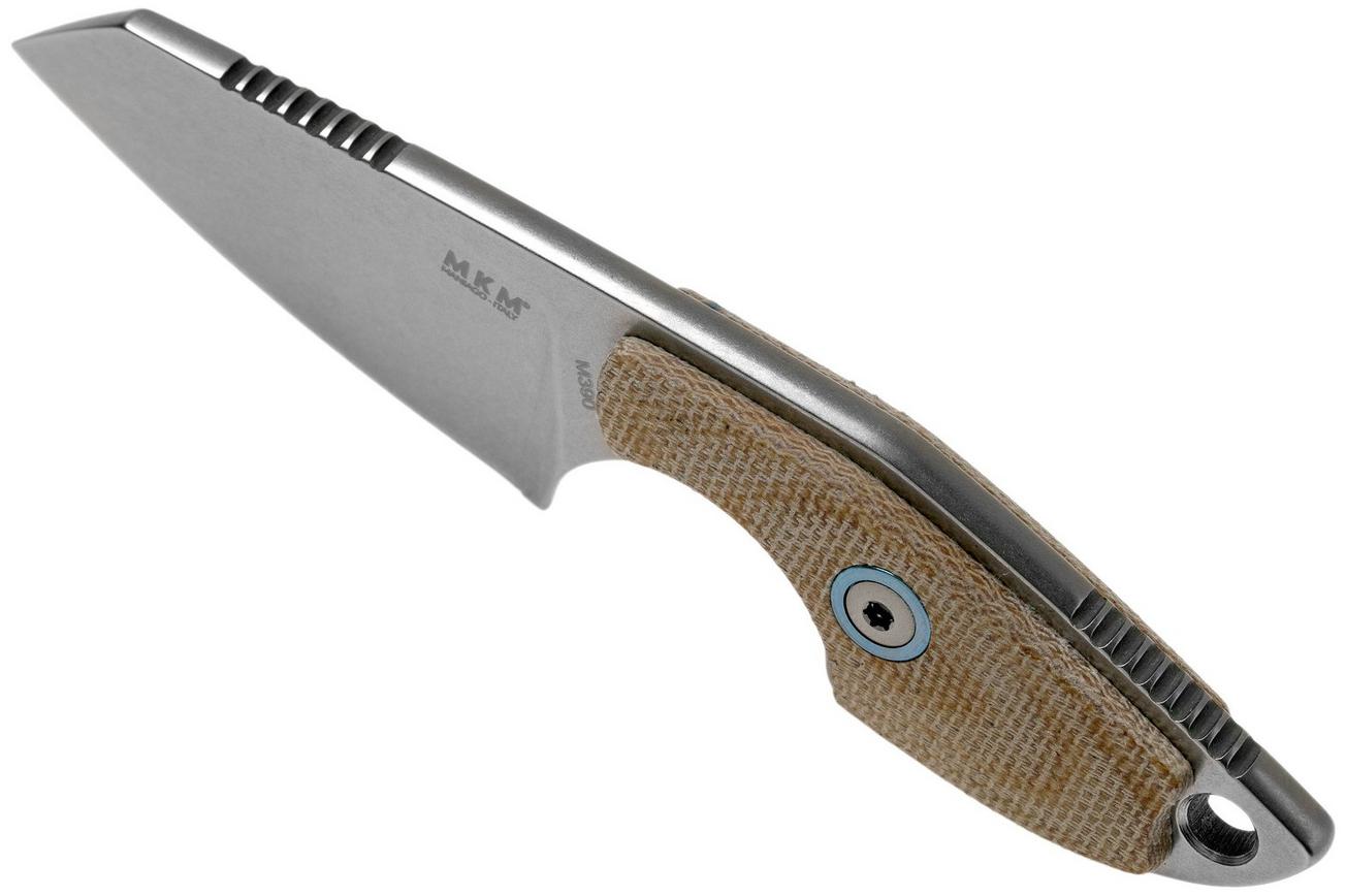 MKM Mikro 2 Wharncliffe, Stonewashed Natural Canvas Micarta nekmes, Jesper Voxnaes design