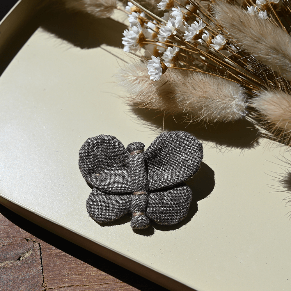 Barrette Petit Papillon Lin Cuivré