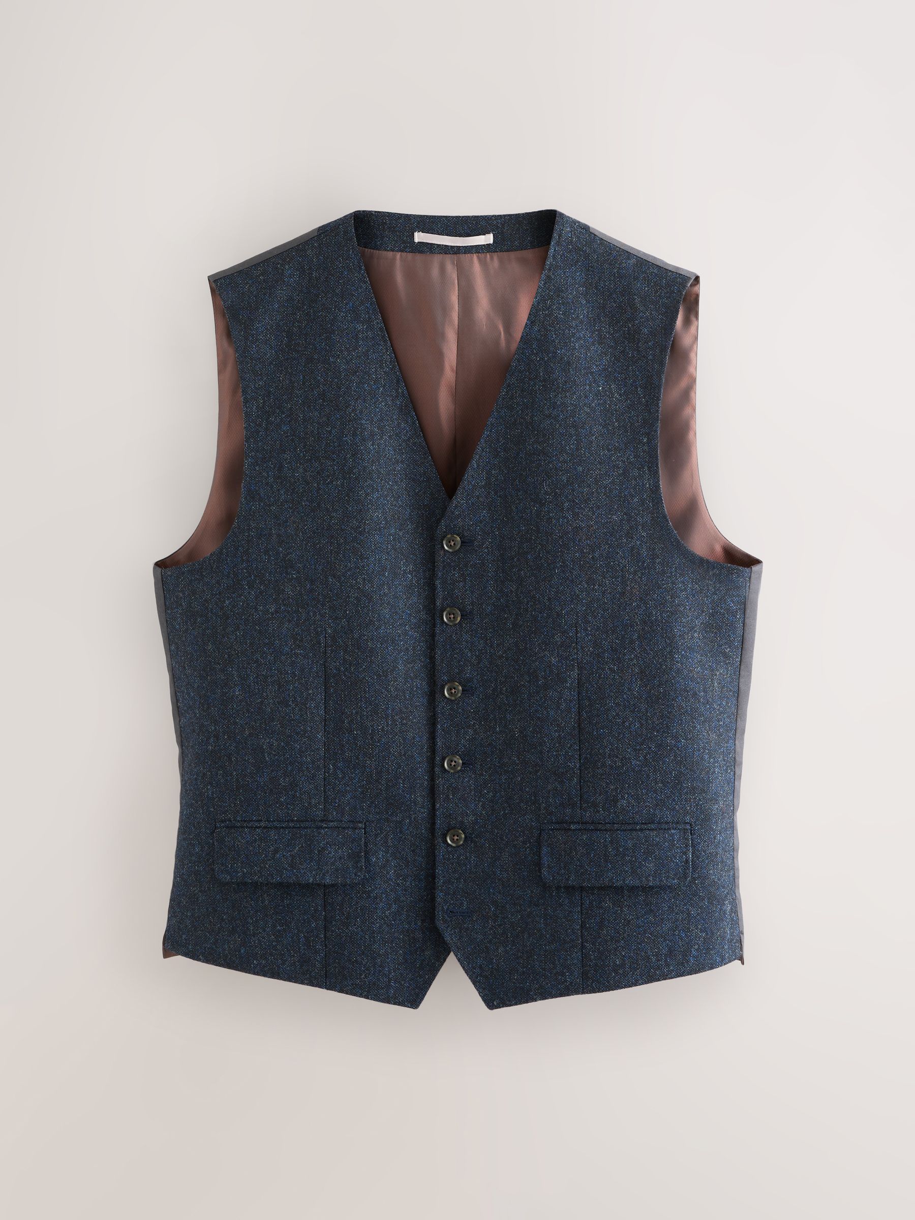 Donkerblauw - Signature Abraham Moon 100% British Wool Donegal Suit Waistcoat