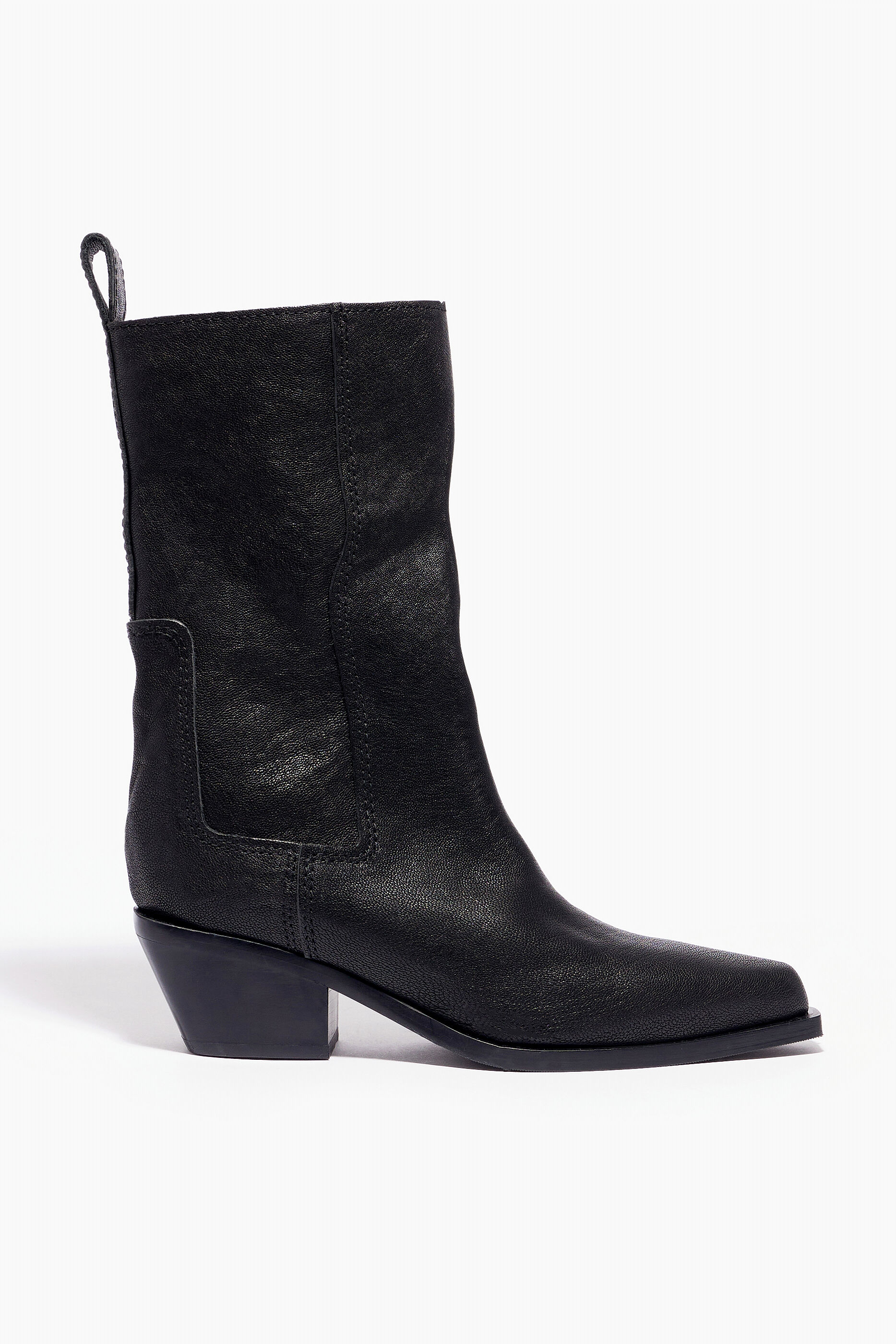 bota de cowboy de couro preto