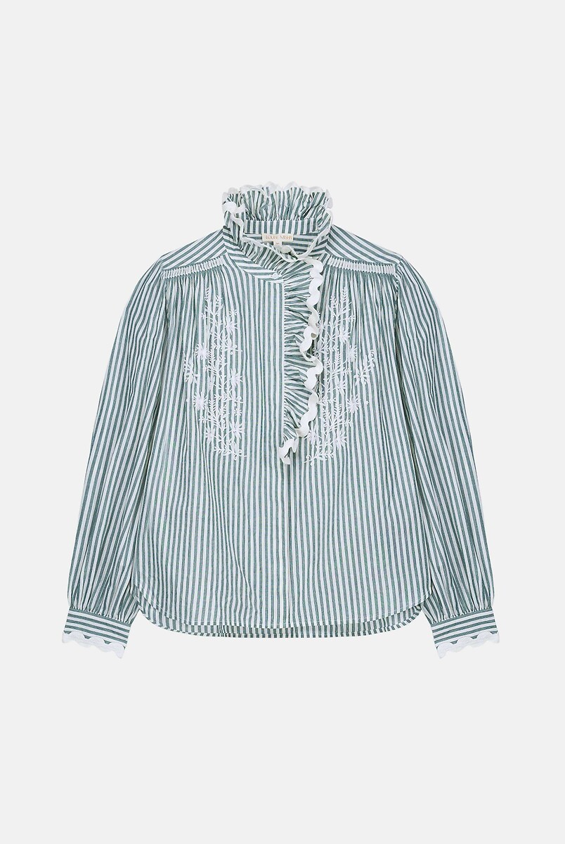 LOUISE MISHA<br>Blusa com listras e bordados, CORA