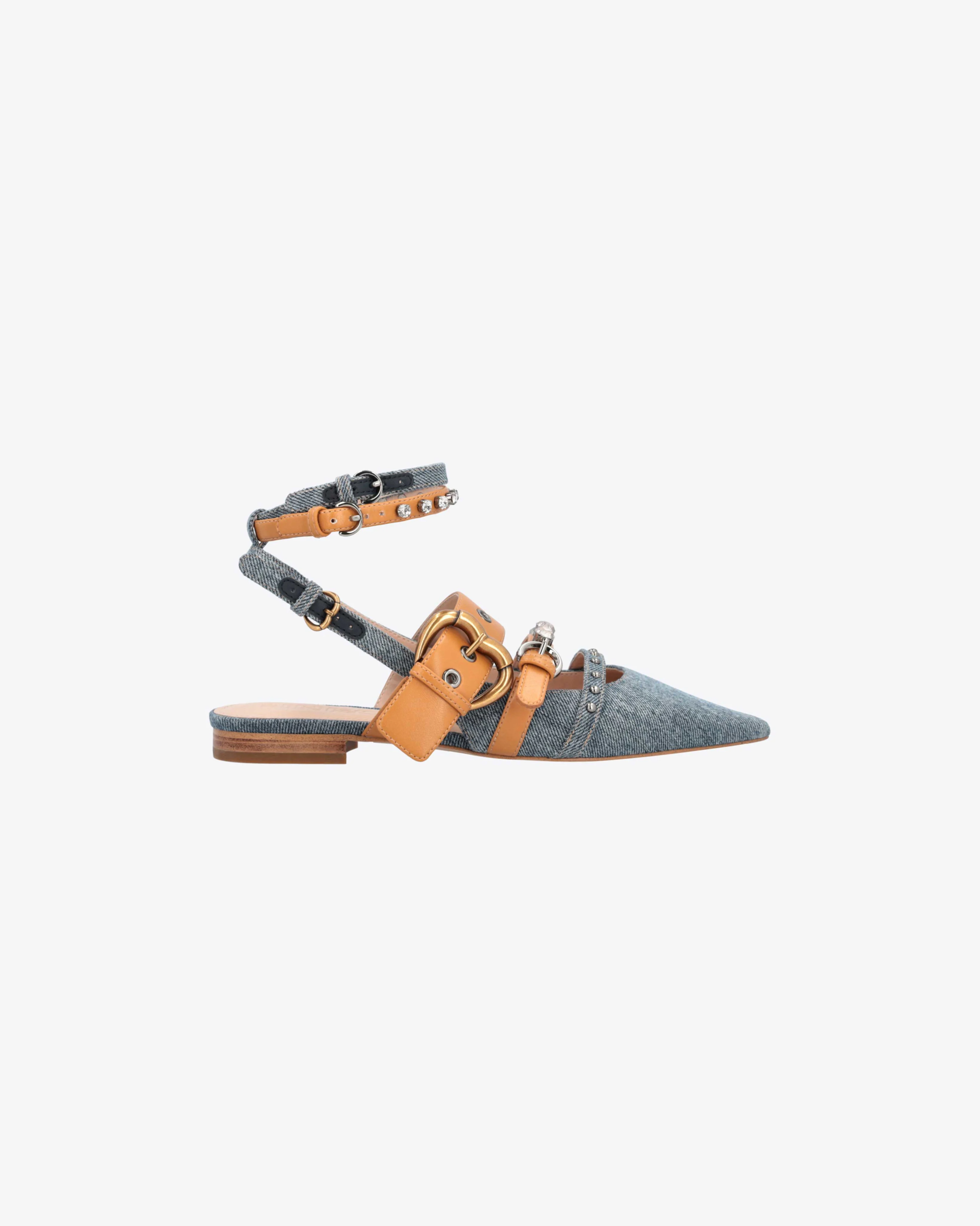 Slingbacks à bout pointu et strass | Bleu