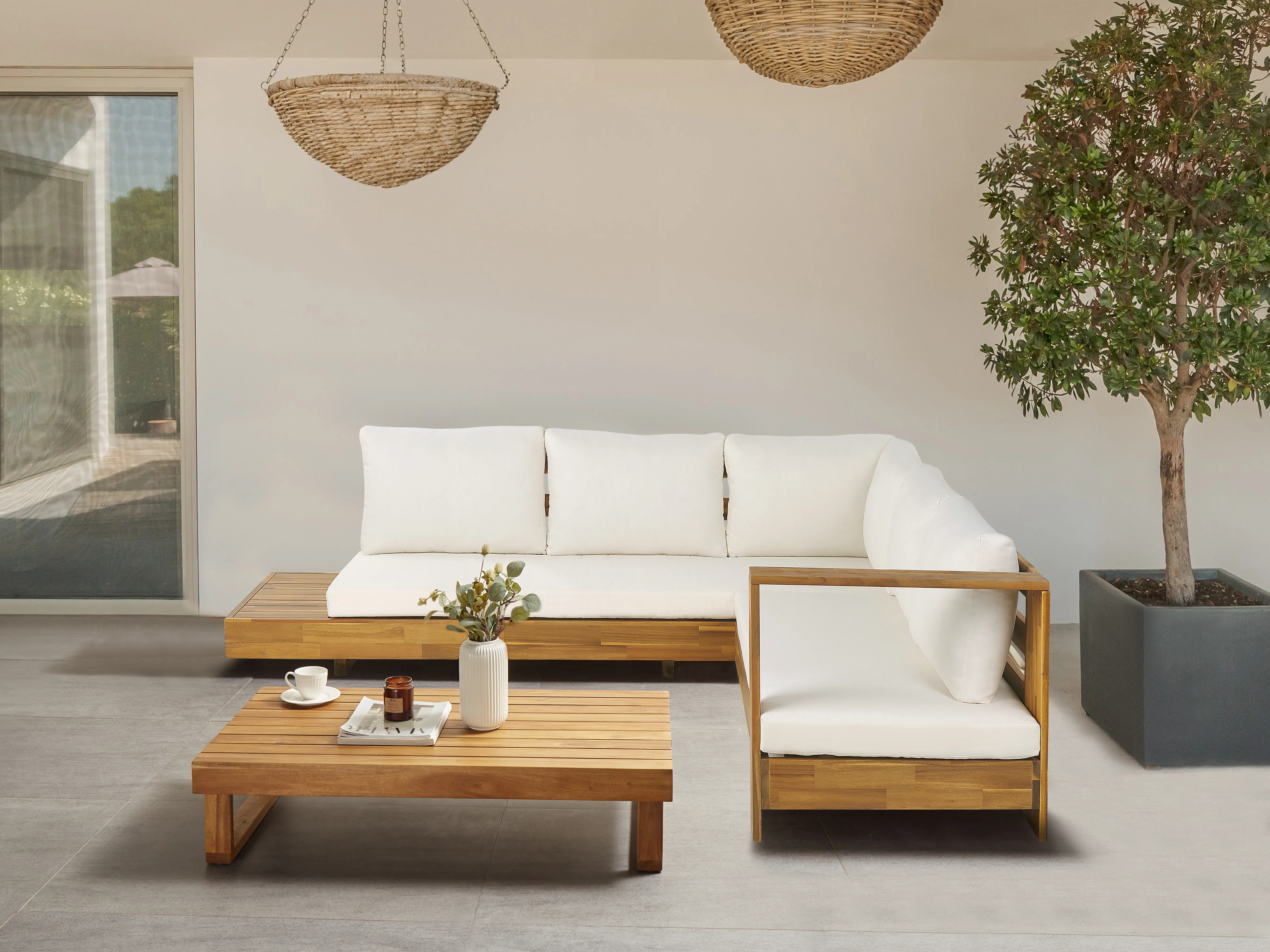 Tuin hoekloungeset met tafel 5-zits MARETTIMO linkszijdig Gecertificeerd acaciahout Bruin