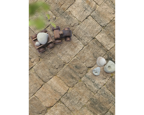 Rechthoekige straatsteen iWay antieke bestrating Two Faces schelpkalksteen 21 x 14 x 6 cm