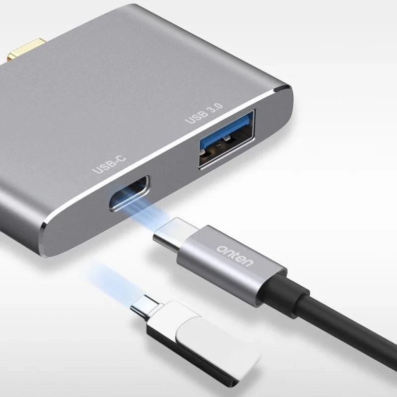 Dual USB-C Multiport Adapter Hub mit HDMI 4K / USB 3.0   USB-C (PD / 3.0) Kompatibel mit Apple MacBook - Silber
