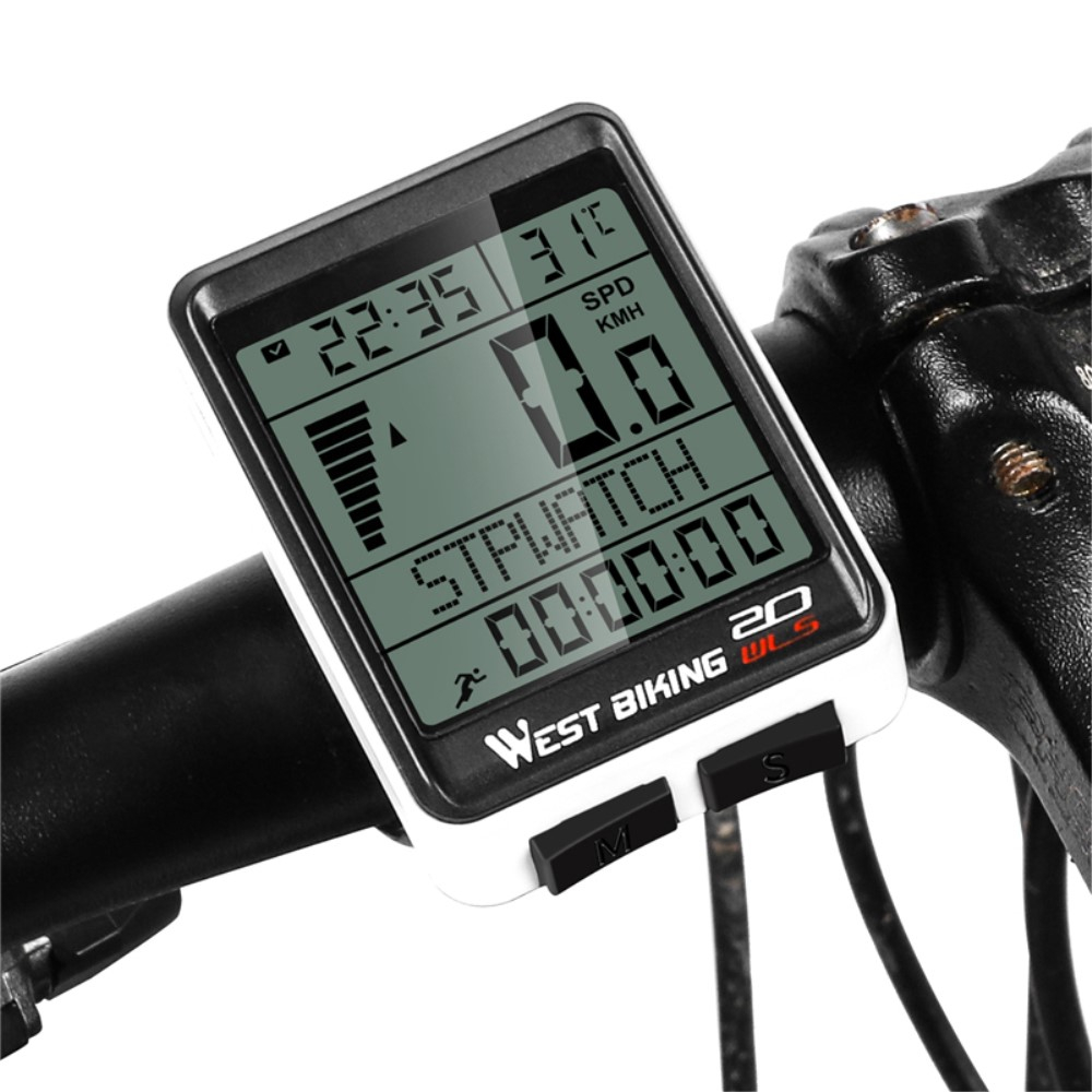 Digitaler Fahrrad Computer Tacho Geschwindigkeitsmesser Kabelloser Velo Kilometer Zähler - Weiss