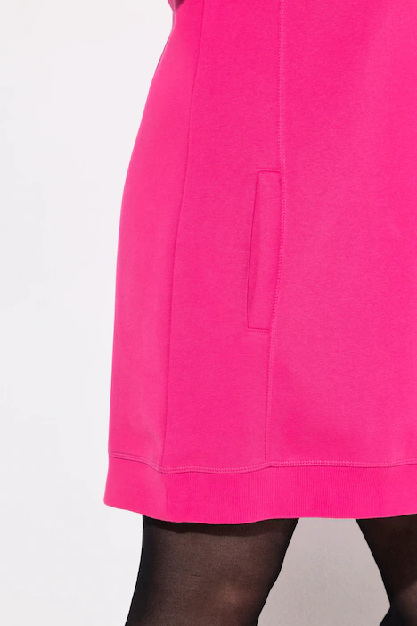 Sweatkleid, Stehkragen, Langarm, Taschen, magentapink