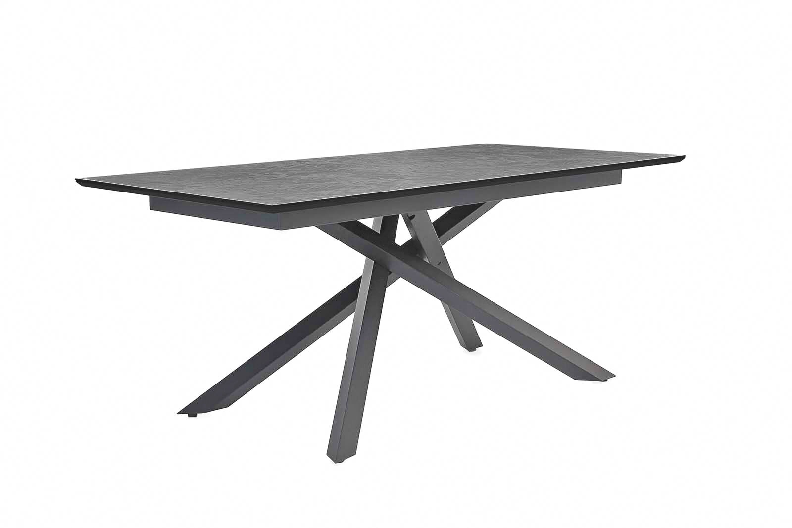 Tisch Silas Marmor-Optik anthrazit/Gestell schwarz 180x76x90 cm