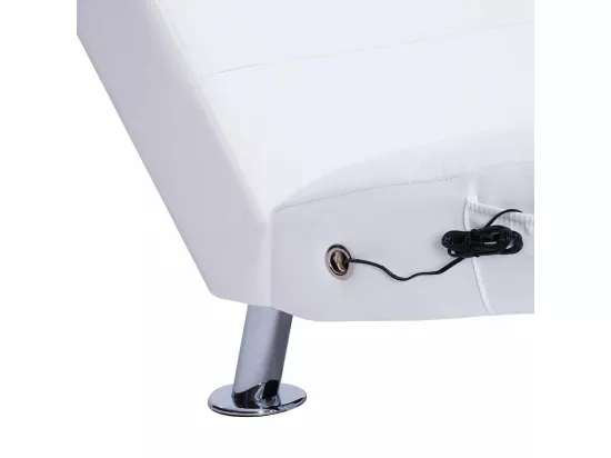 Prolenta Premium - Chaise longue de massage avec oreiller Blanc Similicuir