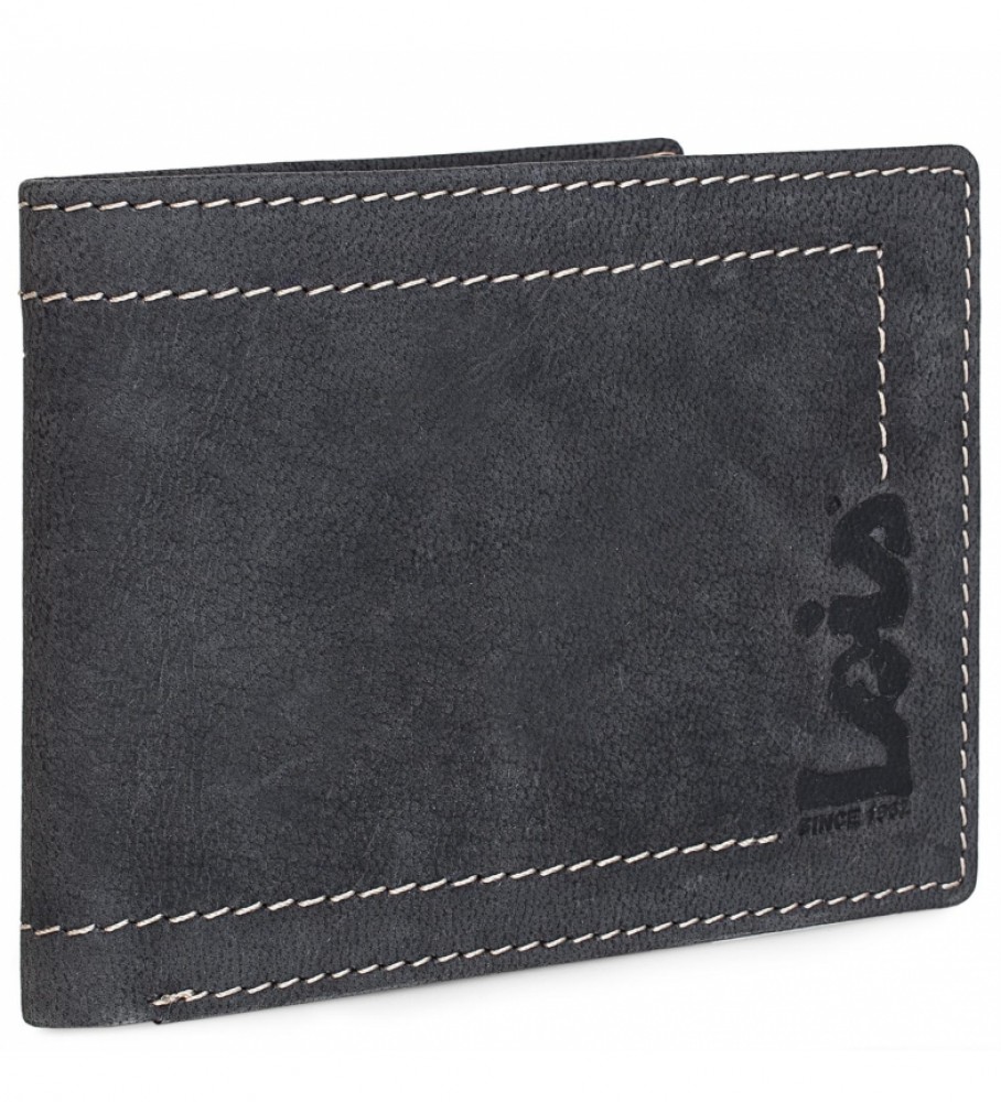 Carteira de couro Lois 201507 preta - 11,5 x 9 cm -