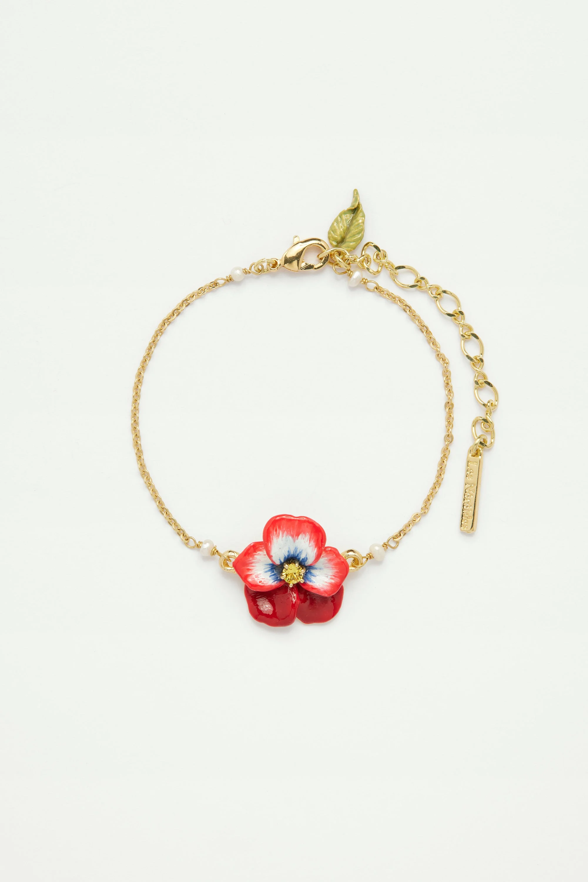 Bracelet fin penséeet cristal | Rouge