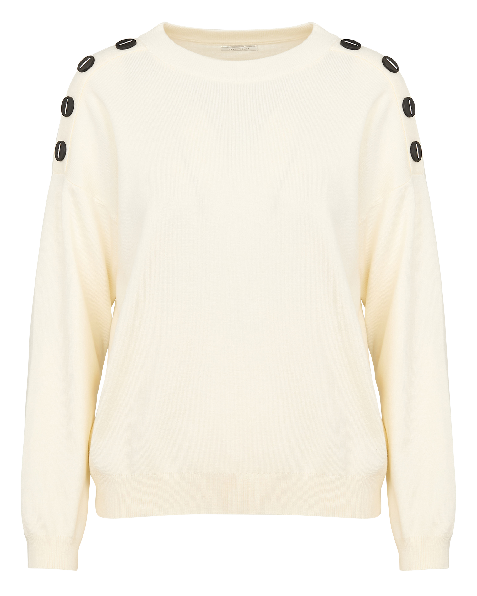 Pull droit col rond en maille mélangée | Blanc