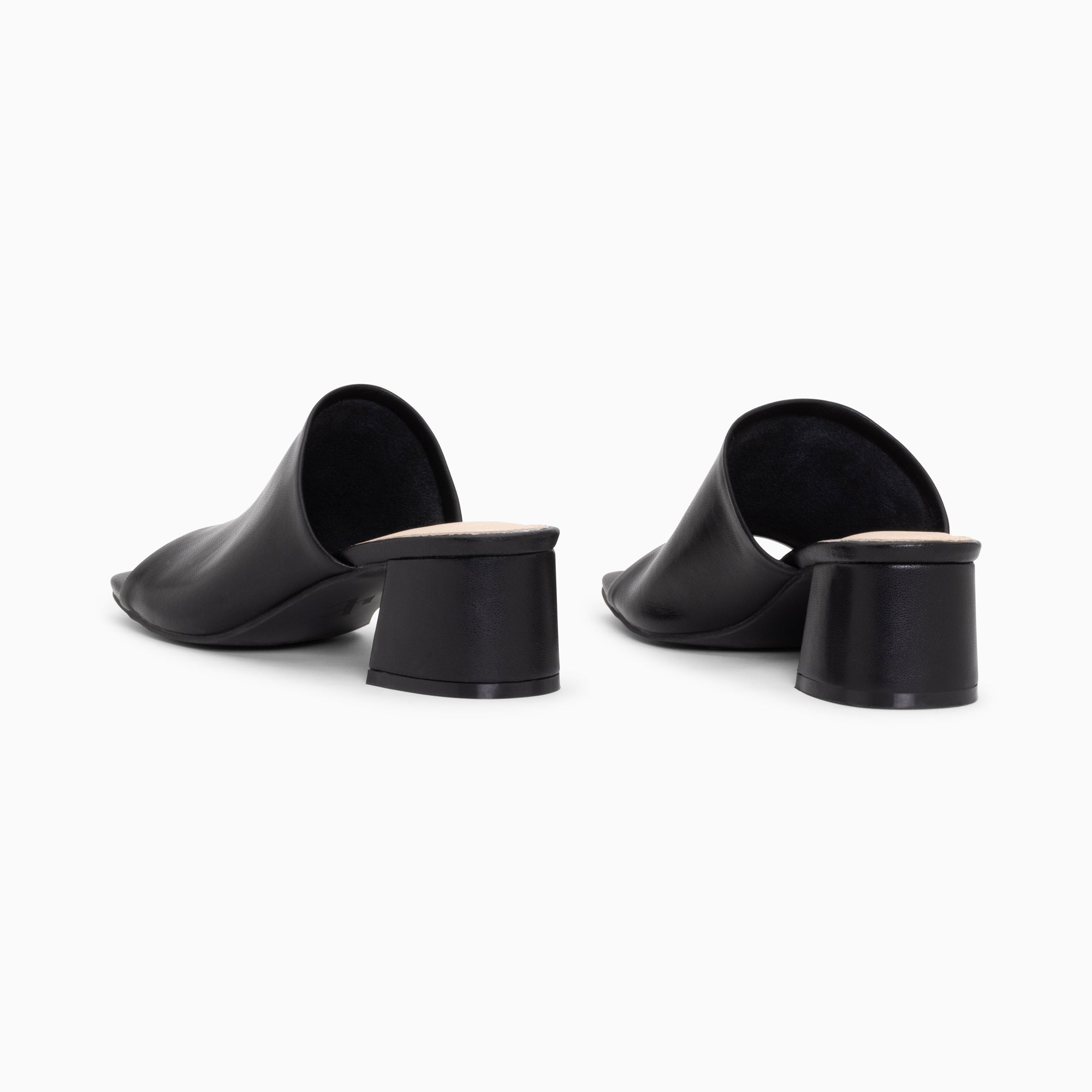 Sandales à talon, Compensées-Mules peep-toe Helène noires à talon