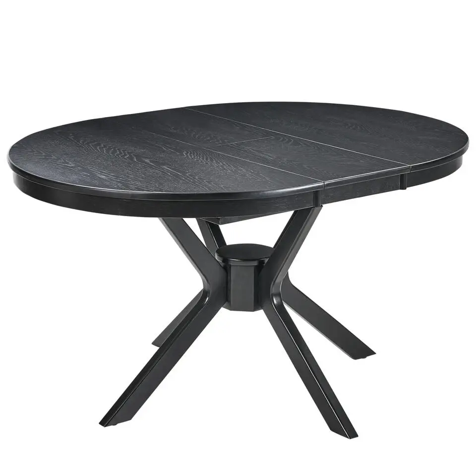 TYMIS - Eettafel - Zwart houtkleur - 110-130x110cm - MDF