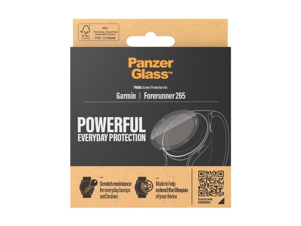 PanzerGlass - Skjermbeskyttelse for smart armbåndsur - glass - rammefarge svart - for Garmin Forerunner 265