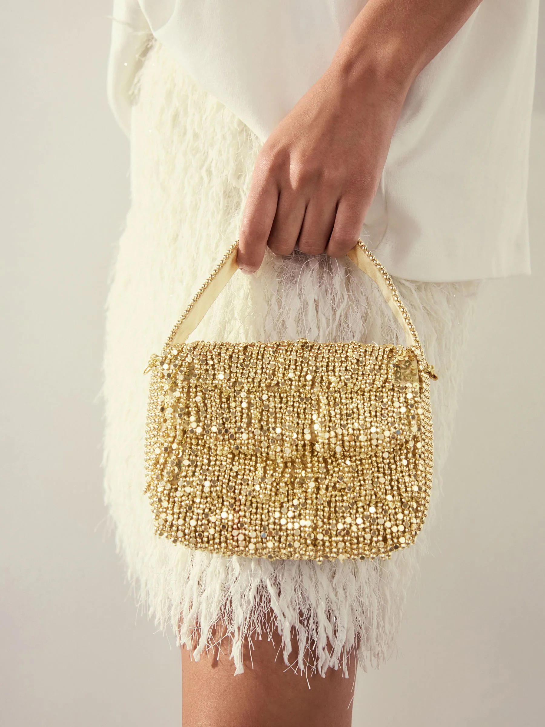 Goud - Mini Sparkle Beaded Hand Held Bag