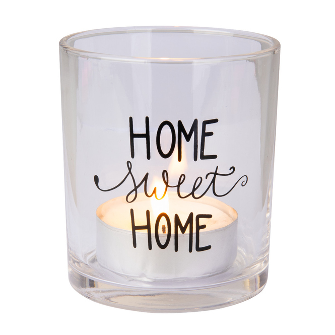 Windlichtglas  - Home Sweet Home - klar - ca. 7 x 8 cm