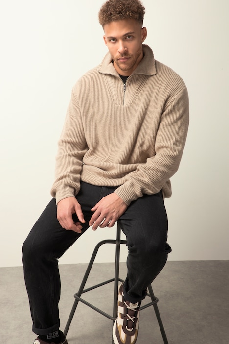 STHUGE Pullover, Wollanteil, Stehkragen mit Zipper, bis 8 XL