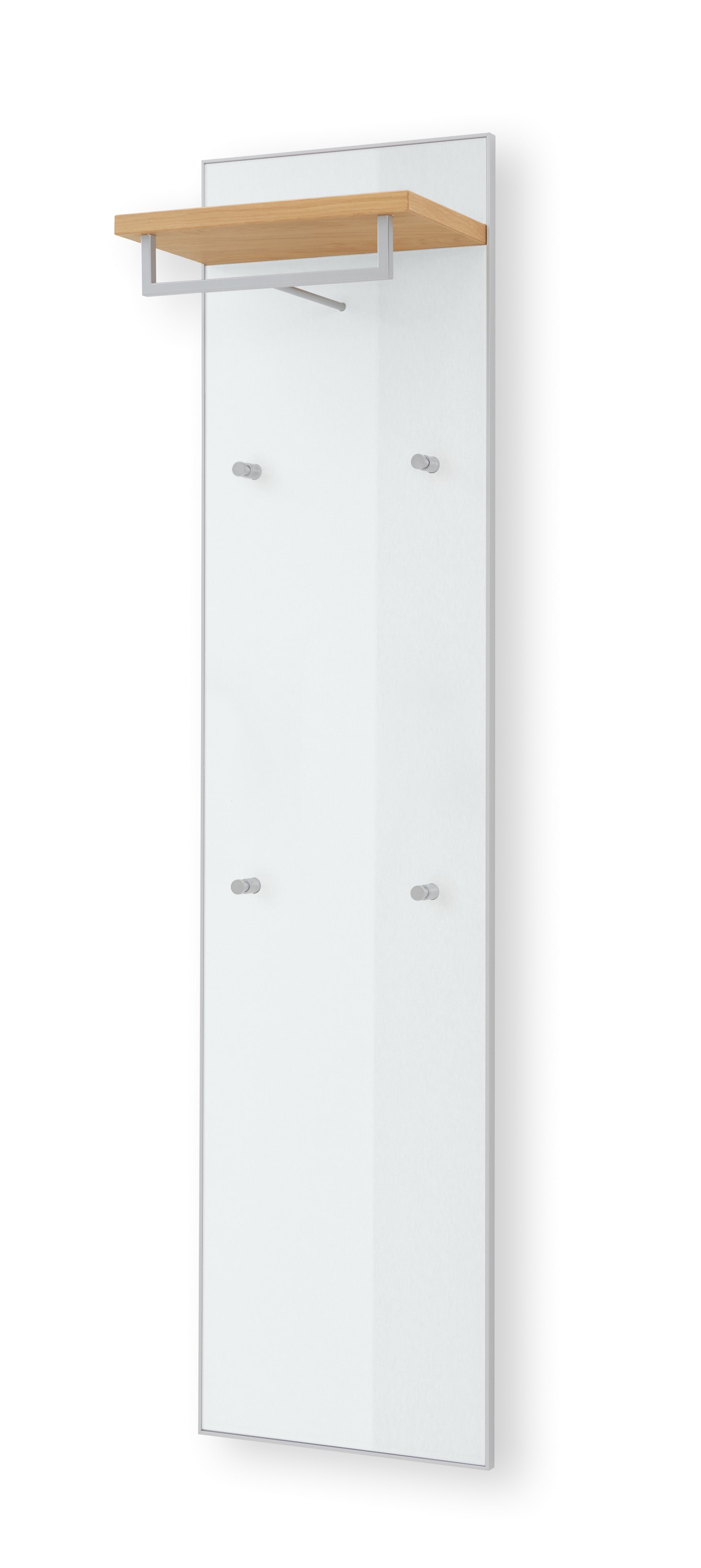 Garderobenpaneel VORTINA 42 x 170 cm Glas Optiweiß/Ablage Balkeneiche-Dekor
