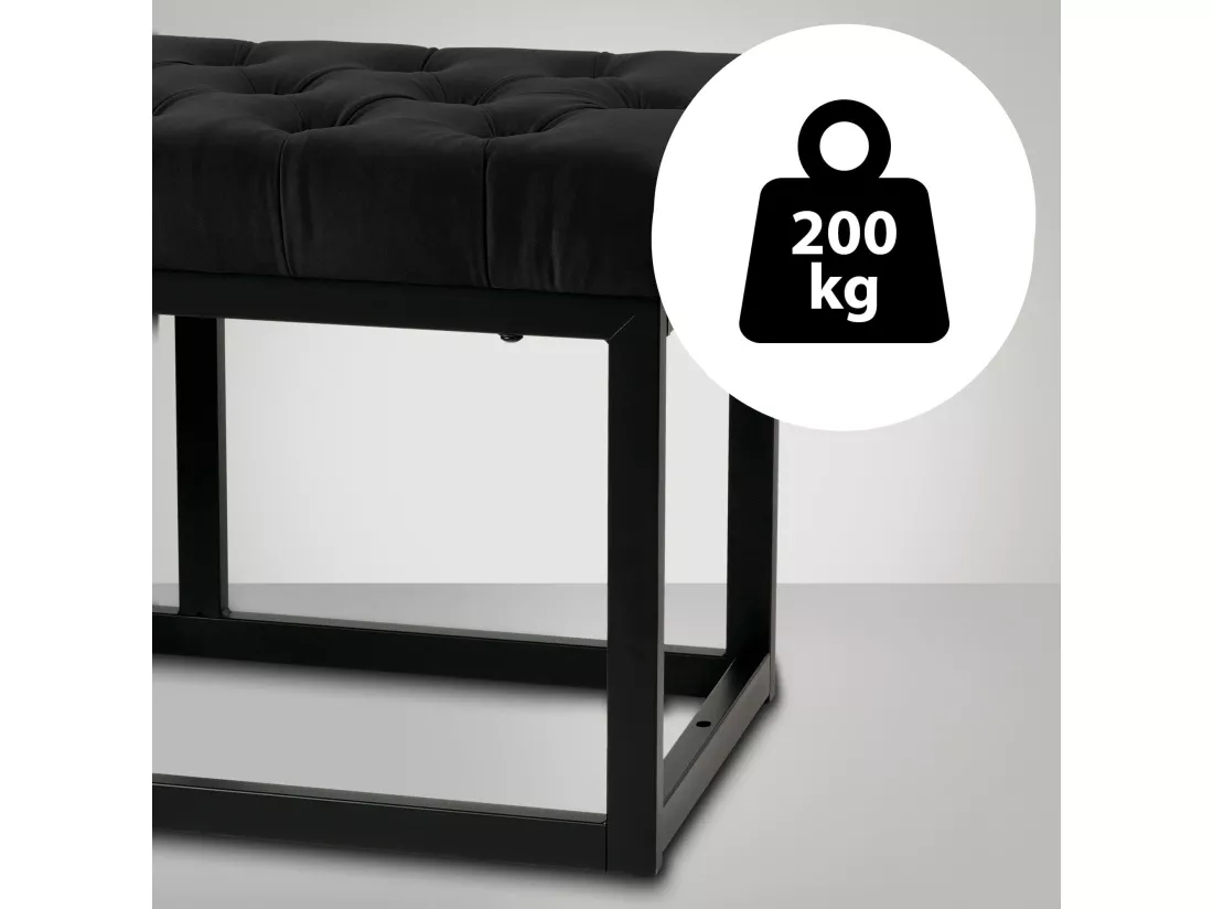 Banquette - Velours & Métal noir mat - Noir - Polson