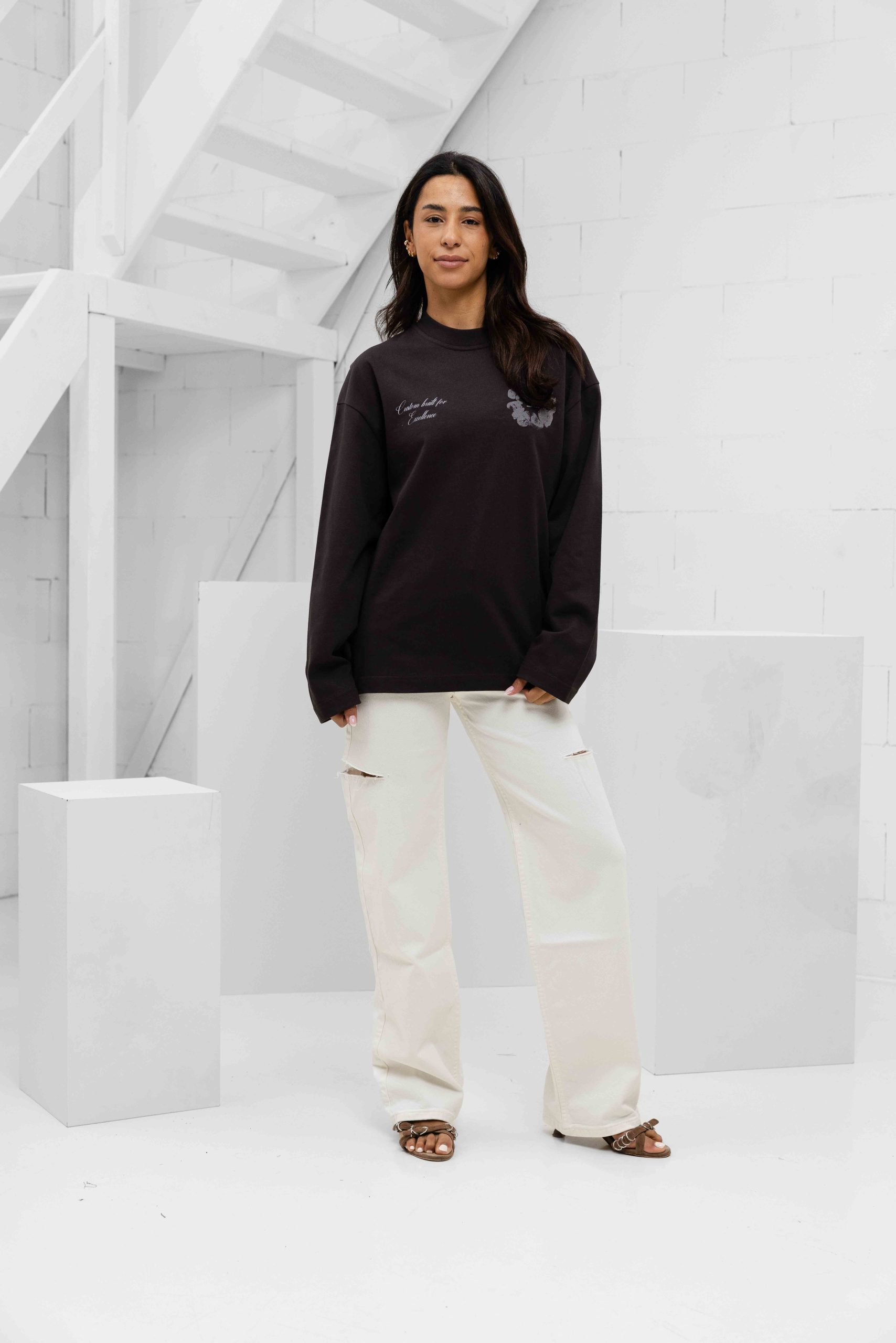 Jorcustom Flowers Longsleeve T-Shirt Dames Bruin